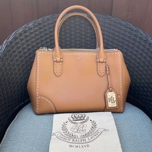 Lauren, Ralph Lauren, leather satchel handbag w/dust bag.